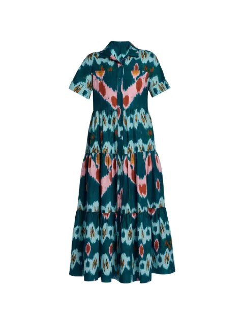 ERDEM ikat-print tiered shirt maxi dress Green VC26D91652104020