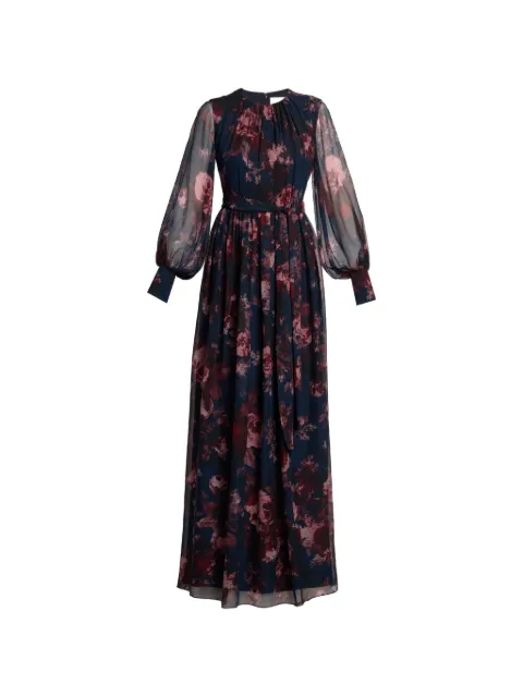 ERDEM maxi floral-print silk-creponne dress Blue AW26G352624029