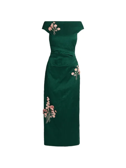 ERDEM embroidered textured-satin dress Green PF26D15250923021
