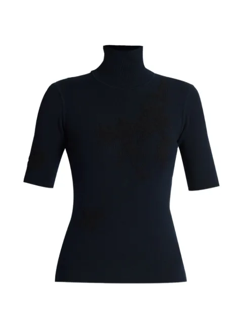 ERDEM jacquard short sleeve sweater Blue PF26KT6330054001