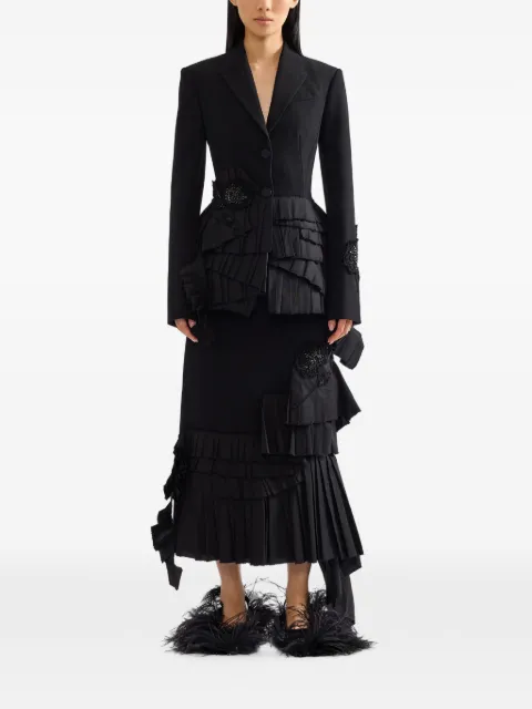 ERDEM ruffled embroidered midi skirt Black PF26S90170311000