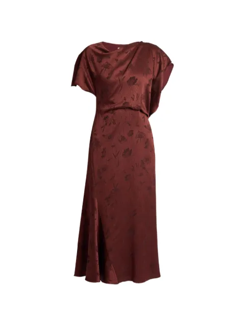 ERDEM floral-jacquard creponne midi dress Red PF26D24852366012