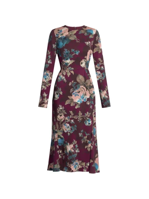 ERDEM midi Cady floral-print long-sleeve dress Purple AW26D31152646016