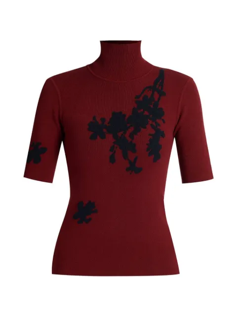 ERDEM jacquard short-sleeve top Red PF26KT6330056012