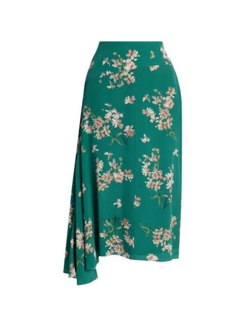 ERDEM floral crepe de chine drape midi skirt Green PF26S48P52273020