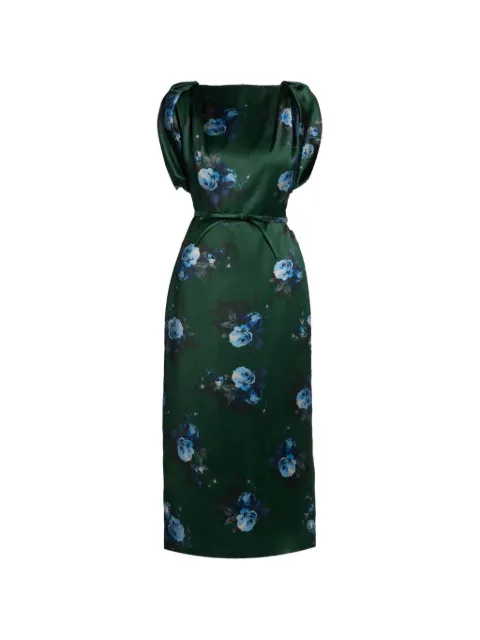 ERDEM Duchess floral-print belted midi dress Green AW26D26652743021