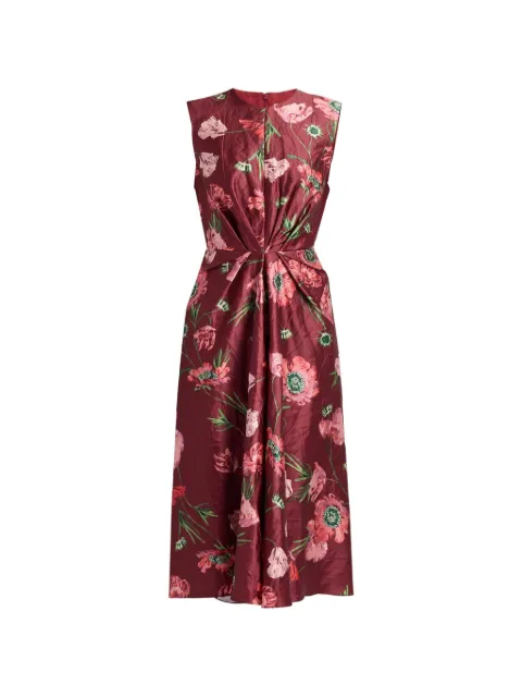 ERDEM floral-print textured-satin midi dress Red PF26D2452406002