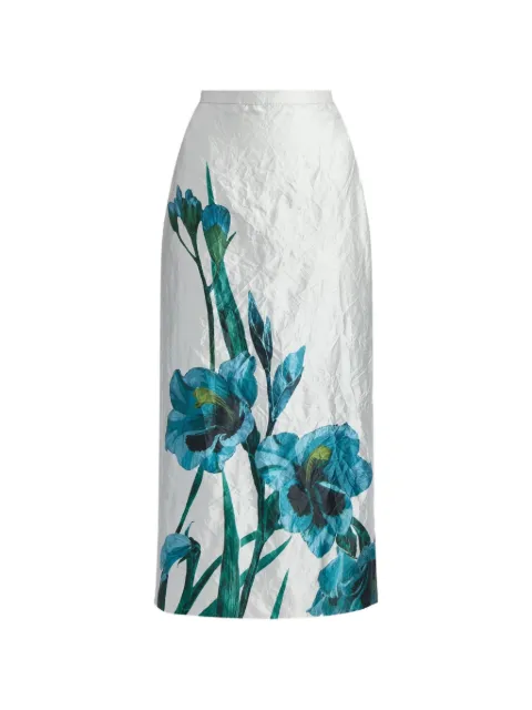 ERDEM floral-print textured midi skirt White PF26S90152254022