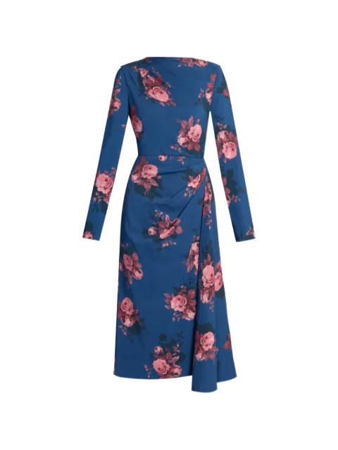 ERDEM floral-print draped dress Blue AW26D3652764029