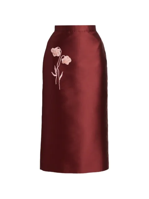 ERDEM embroidered Mikado pencil skirt Red PF26S90151296012