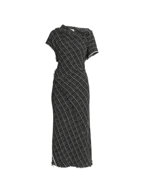 ERDEM asymmetric tweed maxi dress Black PF26D26270338022