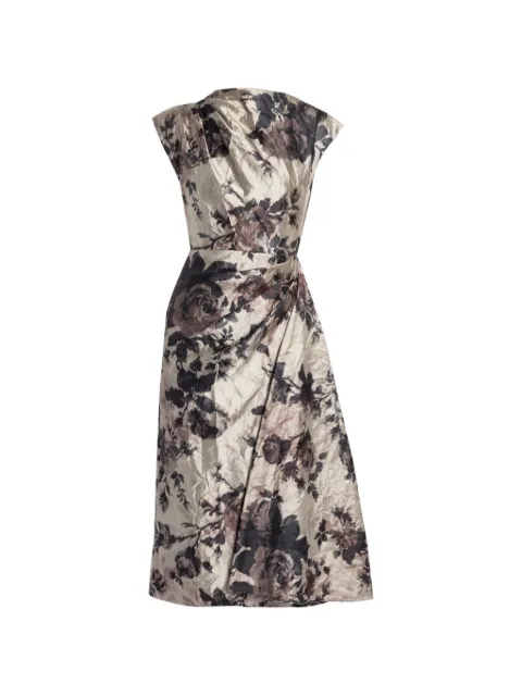 ERDEM floral-print draped midi dress Neutrals AW26D10052699014