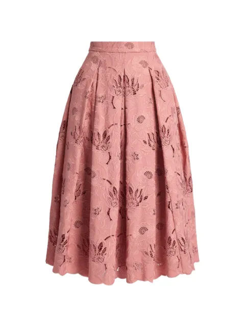 ERDEM floral-cutwork pleated skirt Pink PF26S1052315028