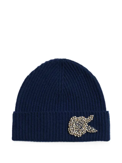 ERDEM crystal-embellished ribbed-knit beanie hat Blue PF26KB130074001