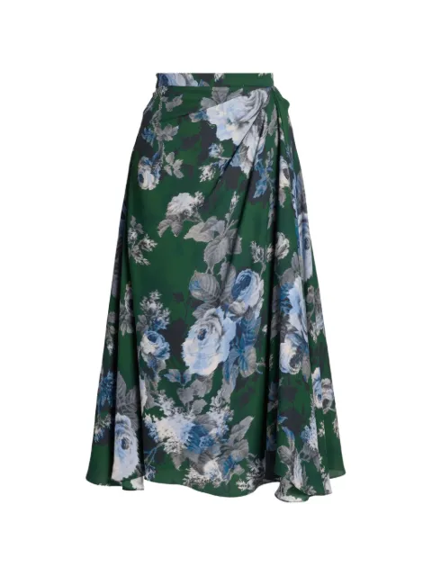 ERDEM floral-print draped skirt Green AW26S1452633021