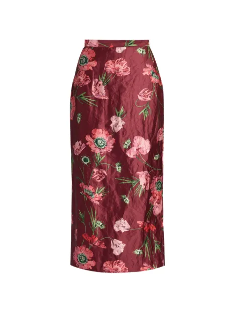 ERDEM floral-print textured-satin skirt Red PF26S90152406002
