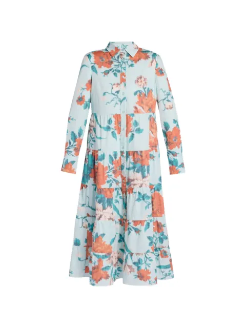 ERDEM floral-print tiered dress Blue VC26D91851714006