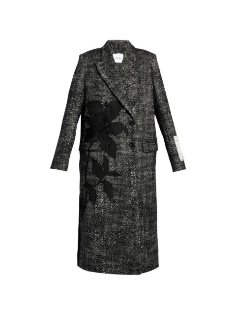 ERDEM floral-embroidered double-breasted coat Grey AW26C870398022