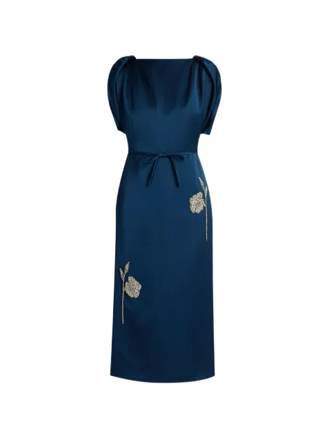 ERDEM embroidered satin midi party dress Blue PF26D26650104001
