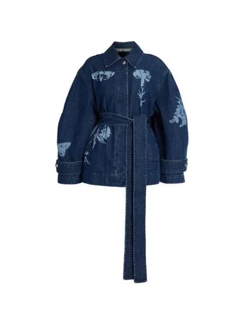 ERDEM belted floral-print denim jacket Blue PF26DEJ760094009