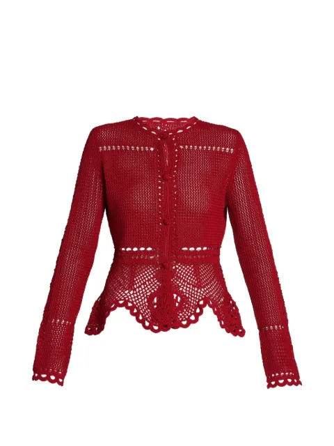 ERDEM crochet peplum cardigan Red VC26KT5330226002