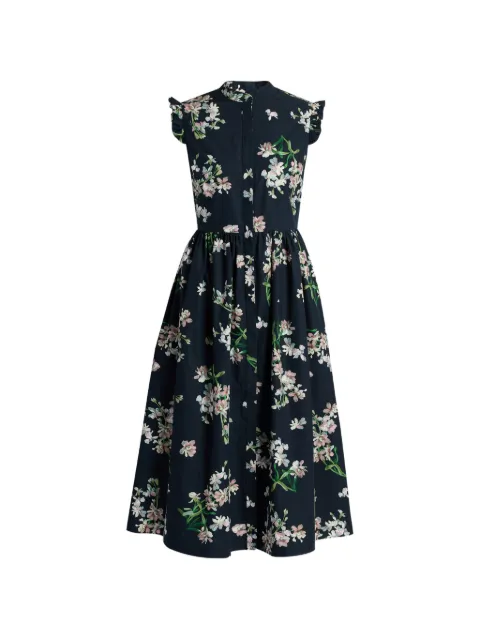 ERDEM floral-print ruffled midi dress Blue PF26D28552154001