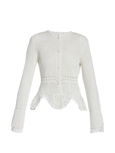ERDEM crochet-knit peplum cardigan White VC26KT5330229002