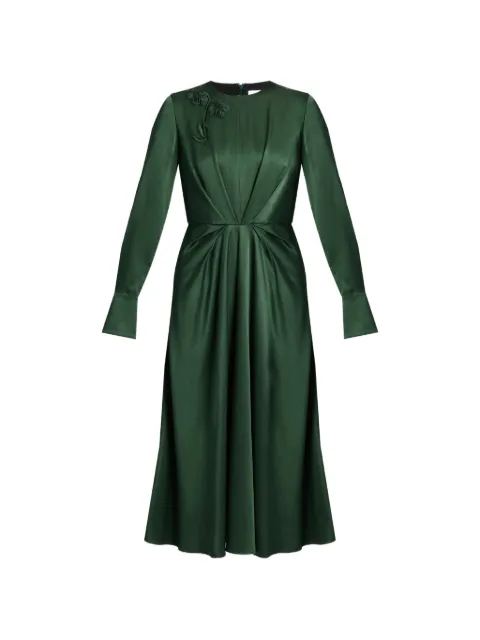 ERDEM satin seersucker draped dress Green PF26D752223021