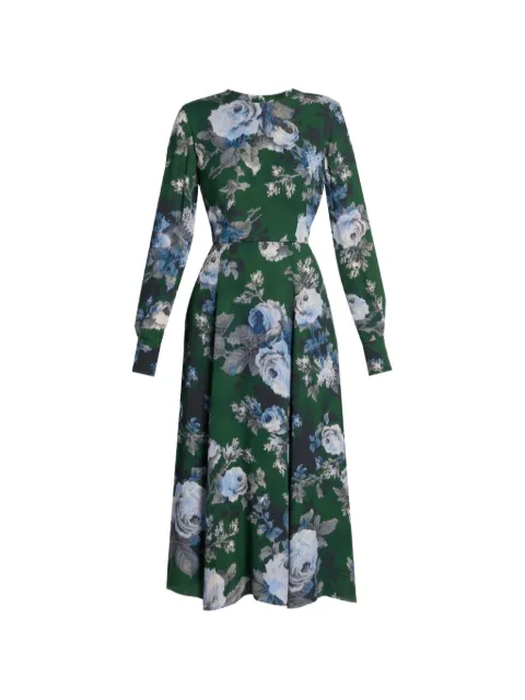 ERDEM floral-print long-sleeve dress Green AW26D4252633021