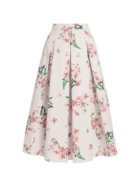 ERDEM floral-print cotton midi skirt White PF26S1052155027