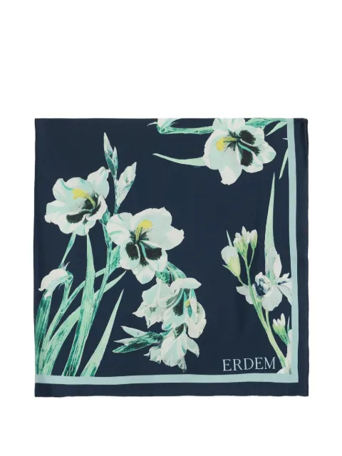 ERDEM floral-print silk scarf Blue PF26AC452613011