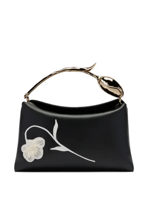 ERDEM midi Bloom embroidered leather tote bag Black PF26B210011000