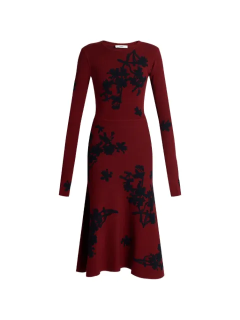 ERDEM jacquard-knit long-sleeve dress Red PF26KD1230056012