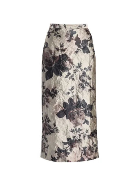 ERDEM floral-print crinkled midi skirt Neutrals AW26S901R52699014