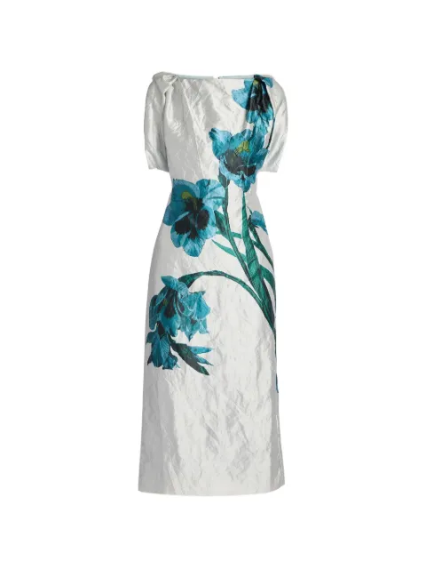 ERDEM floral-print textured-satin midi dress White PF26D26652454022
