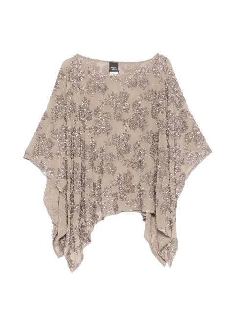 Marina Rinaldi sequin-embellished floral-pattern blouse Neutrals PMRDIVINA2623266031600001