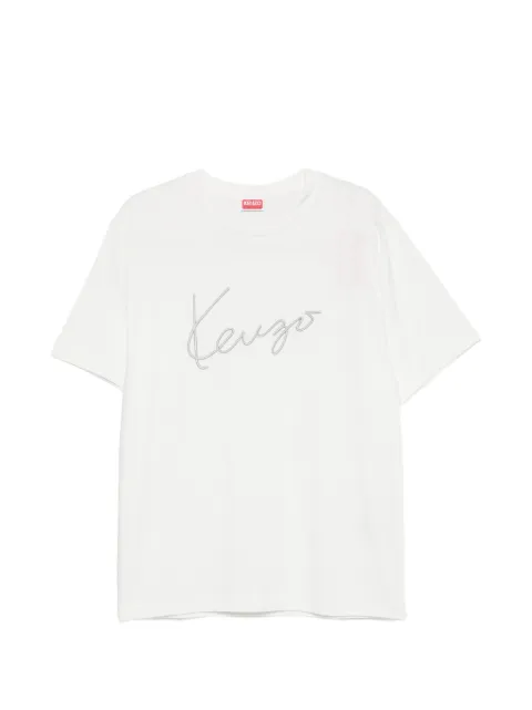 Kenzo KENZO Signature logo-embroidered T-shirt White FG65TS2864SG