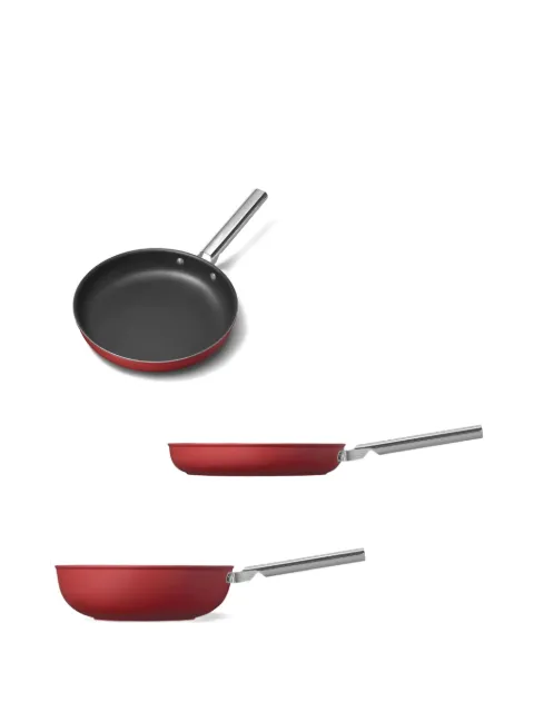 Smeg handle-detail cookware (set of three) Red 299CKFC262830RDM
