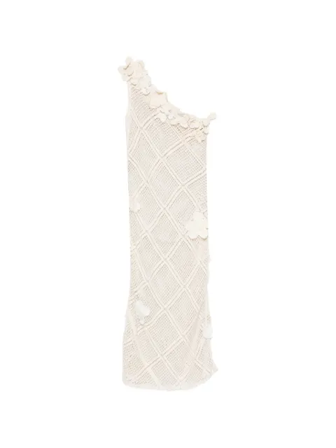 JW Anderson floral-crochet one-shoulder midi dress Neutrals KW1579PG2021