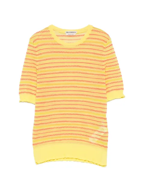 JW Anderson striped ruffle-trim top Yellow KW1540YN0501