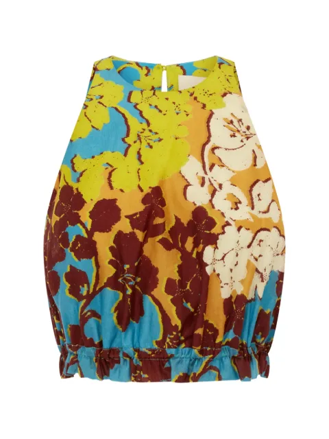 ALEMAIS Splice floral-print cropped top Blue 7275T