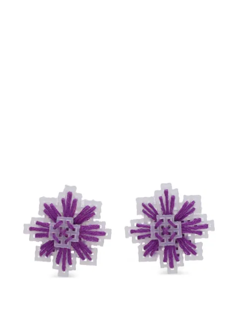 Vintage embroidered geometric earrings Purple W134267