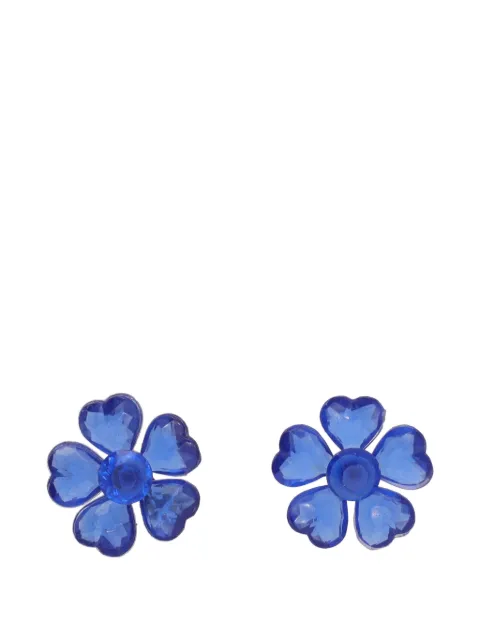 Vintage Flower-motif screw-back earrings Blue W1342612