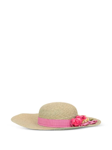 Vintage floral-detail wide-brim hat Neutrals M1602884