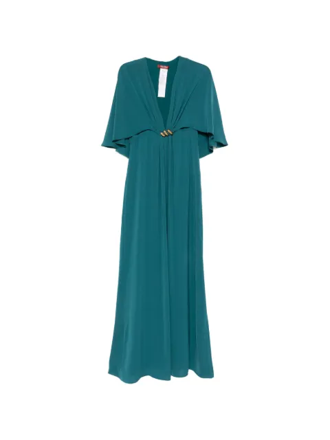Max Mara cape-effect gold-tone-detail maxi dress Blue 2626226083600