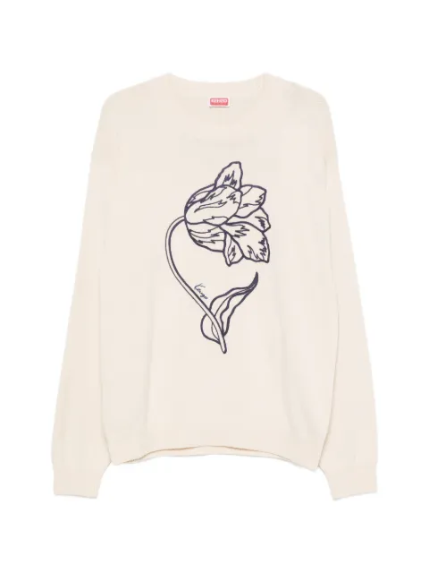 Kenzo floral-embroidered sweater Neutrals FG65PU8213EA