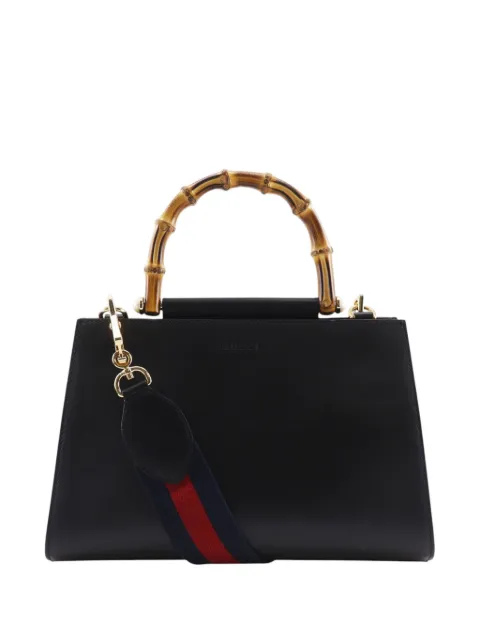 Gucci Pre-Owned 2000-2015 Small Leather Bamboo Nymphaea Web satchel Black W9CH0OSBZU4NMAAZ