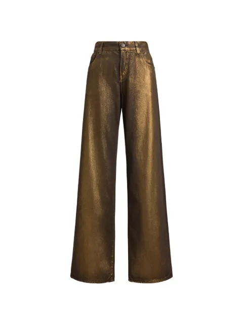 Ralph Lauren Collection metallic-finish wide-leg jeans Gold 290P21091001