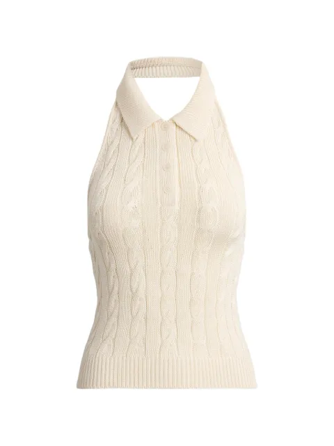 Ralph Lauren Collection cable-knit halterneck polo vest Neutrals 290P18074