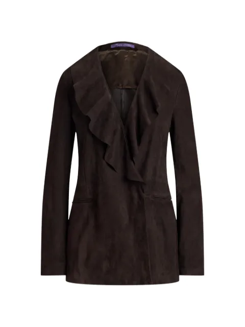 Ralph Lauren Collection Heddie ruffle-trim lamb-suede jacket Brown 290P20976